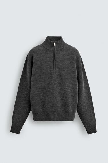 QUARTER-ZIP JUMPER - Dark grey by Zara