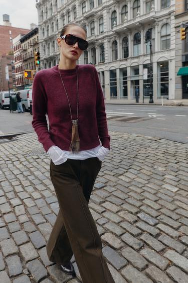 WOOL AND ALPACA JUMPER - Pink by Zara