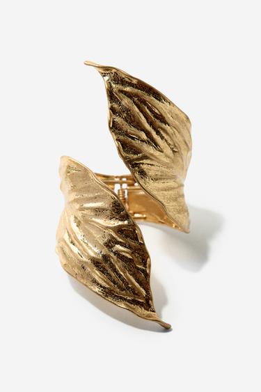 METAL LEAF BRACELET - Golden by Zara