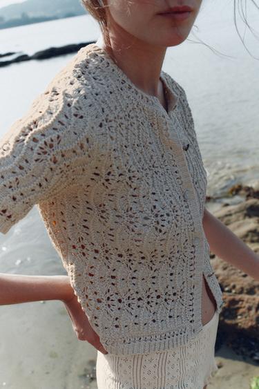 OPEN KNIT CARDIGAN - Beige by Zara