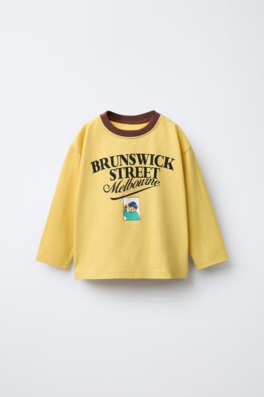 T-SHIRT WITH BEAR PRINT - Mid-yellow by Zara - Image 0