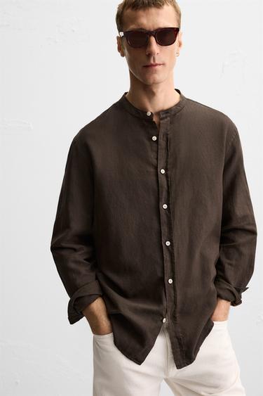 COTTON - LINEN SHIRT - Brown by Zara