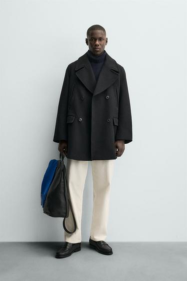 DOUBLE-BREASTED 3/4 LENGTH COAT WITH POCKETS - Black by Zara