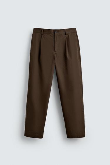 LIMITED EDITION CHINO TROUSERS WITH PLEATS - Brown by Zara