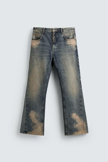 STAINED WASH FLARE FIT JEANS - Ink blue by Zara