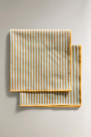 PACK OF STRIPED COTTON NAPKINS (PACK OF 2) - Green by Zara - Image 0
