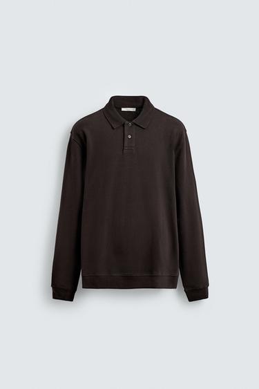 BASIC TEXTURED POLO SHIRT - chocolate by Zara
