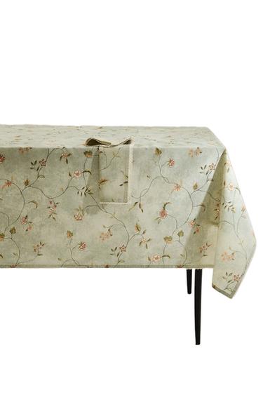 FLORAL PRINT TABLECLOTH WITH LACE TRIM - Green by Zara