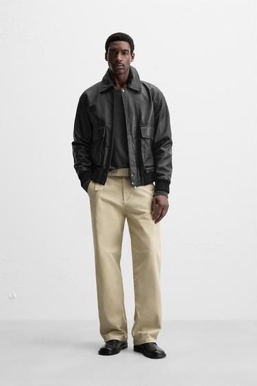 LEATHER JACKET WITH POCKETS - Black by Zara