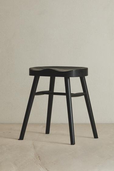 PINE WOOD STOOL - Black by Zara