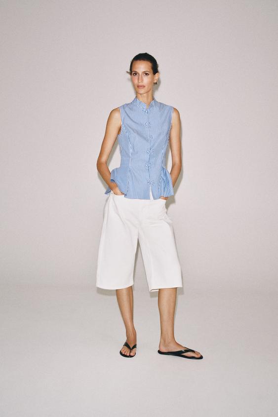 STRIPED PEPLUM SHIRT - Blue/White by Zara - Image 0