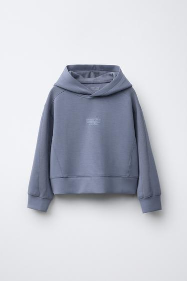 SLOGAN PRINT HOODIE WITH MODAL - Blue by Zara