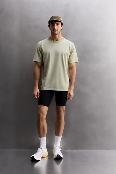 COTTON BLEND TECHNICAL T-SHIRT - Grey green by Zara