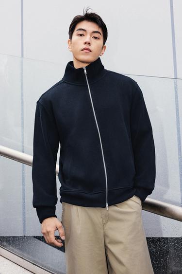 INTERLOCK RIBBED JACKET - Navy blue by Zara