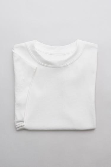 PLAIN T-SHIRT WITH TAB DETAIL - White by Zara