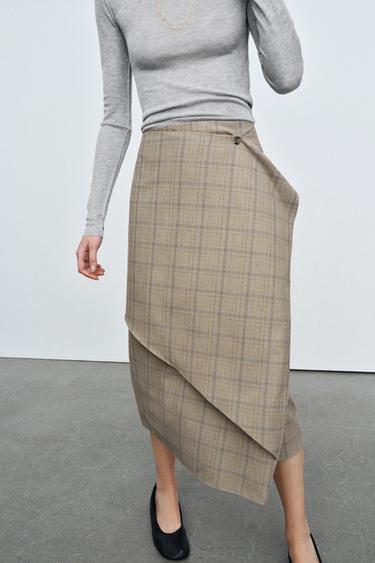 ZW COLLECTION CHECK RUFFLED SKIRT - Multicoloured by Zara