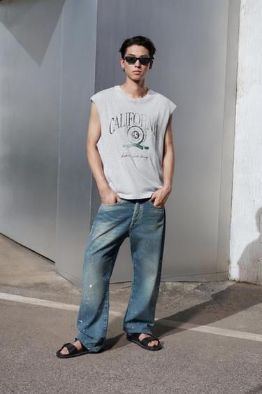 LOOSE FIT SPLATTER JEANS - Light blue by Zara - Image 0
