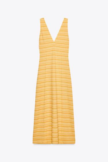 RUSTIC MIDI DRESS - Orange / Yellow by Zara - Image 0