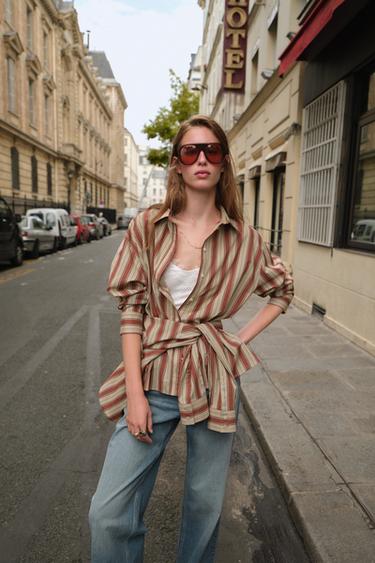 STRIPED SHIRT WITH BACK TAB - Multicoloured by Zara