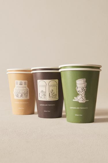 PACK OF COFFEE CUPS WITH LID (PACK OF 6) - Brown by Zara