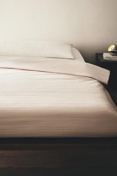 STRIPED TEXTURED DUVET COVER - Pink by Zara