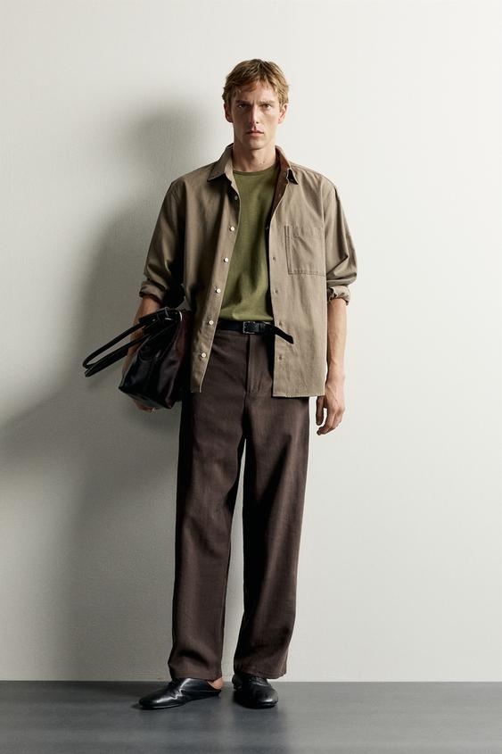 FLOWING TROUSERS WITH SIDE PLEATS - Brown by Zara - Image 0