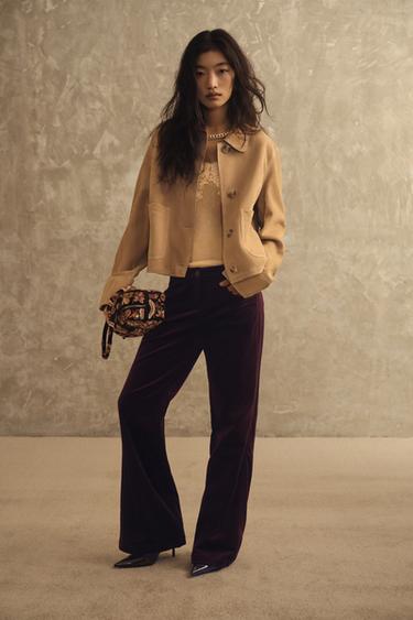 ZW COLLECTION LIMITED EDITION 100% SUEDE LEATHER JACKET - camel by Zara