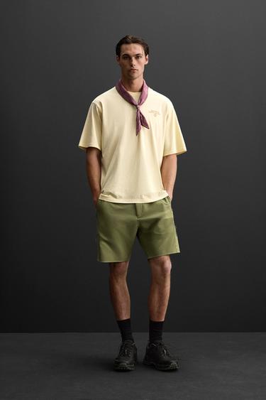 RELAXED FIT RUNNING PRINT T-SHIRT - Light yellow by Zara