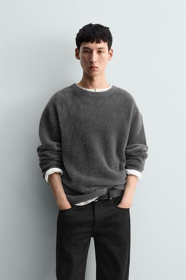 RELAXED FIT FAUX FUR JUMPER - Grey by Zara