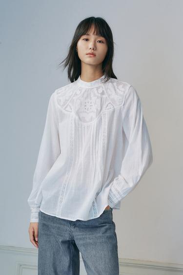FLORAL EMBROIDERED BLOUSE - White by Zara
