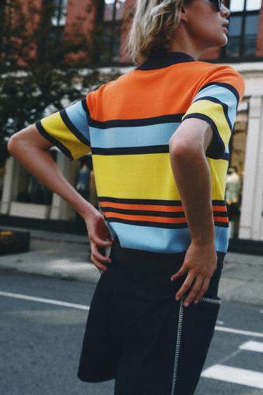 STRIPED KNIT POLO SHIRT - Printed by Zara