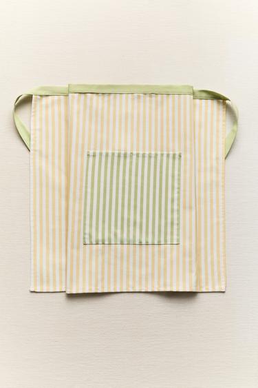 STRIPED ICE CREAM COTTON KITCHEN APRON - Greenish by Zara