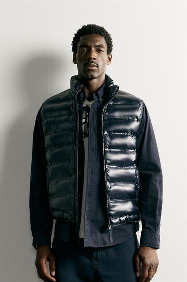 LIGHTWEIGHT WATER-REPELLENT PUFFER GILET - Navy blue by Zara