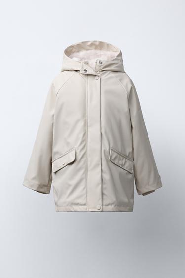 RUBBERISED WATER-REPELLENT RAINCOAT WITH FAUX FUR - Ecru by Zara