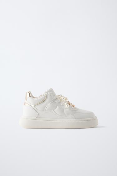 BEJEWELLED HIGH TOP SNEAKERS - White by Zara - Image 0