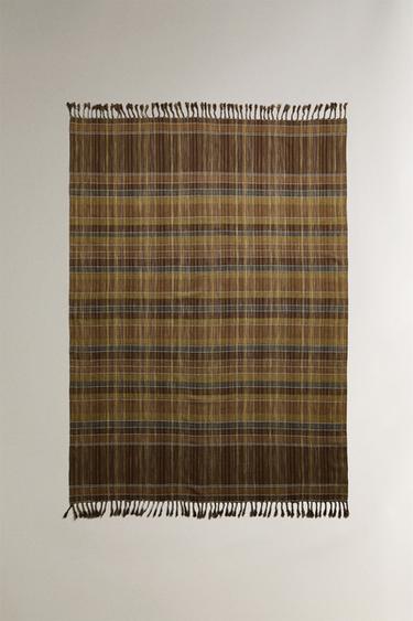 STRIPED COTTON THROW WITH FRINGING - striped by Zara - Image 0