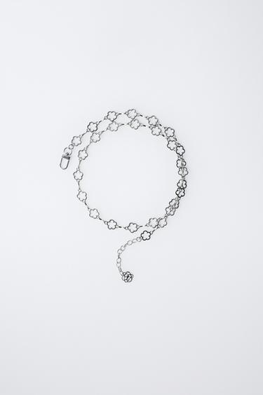 CHAIN BELT WITH FLOWERS - Silver by Zara