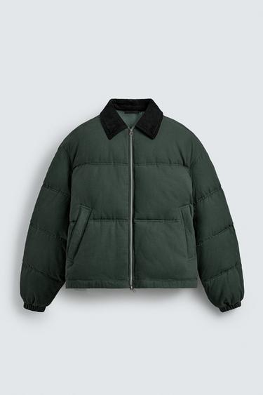 RELAXED FIT PADDED JACKET - Mid-green by Zara