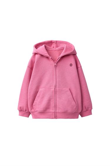 EMBROIDERED ZIP-UP HOODIE - Chalk pink by Zara