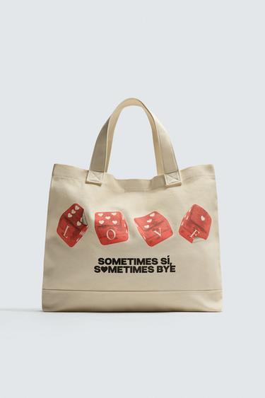 FABRIC TOTE BAG - Ecru White by Zara