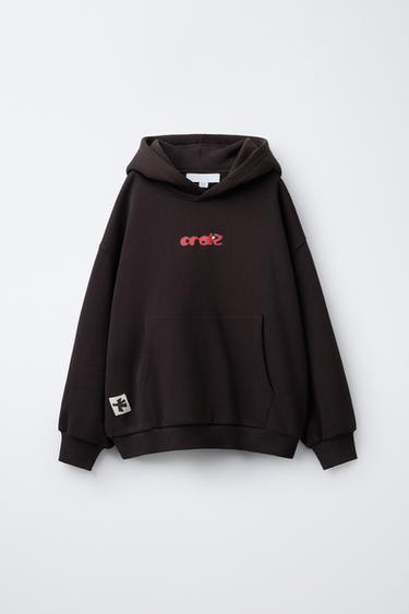 PRINTED HOODIE - chocolate by Zara