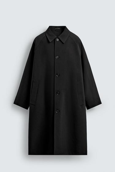 OVERSIZE WOOL BLEND TRENCH COAT - Black by Zara