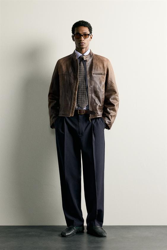 RELAXED FIT PLEATED TROUSERS - Navy blue by Zara - Image 0