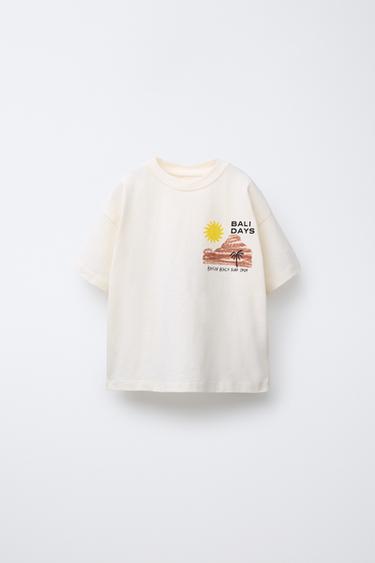 BEACH PRINT T-SHIRT - Oyster-white by Zara - Image 0
