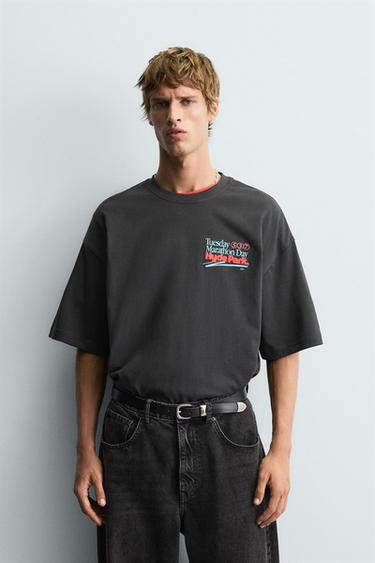 WASHED NUMBER T-SHIRT - Black by Zara