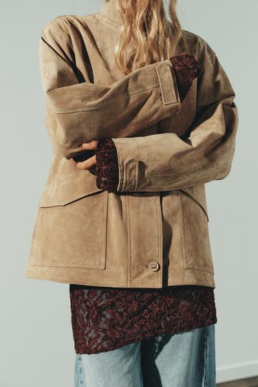 SUEDE LEATHER JACKET - Light sand by Zara