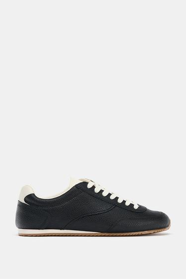 CONTRAST LEATHER TRAINERS - Black by Zara