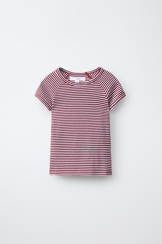 STRIPED COTTON BLEND AND MODAL T-SHIRT - Stripes by Zara - Image 0