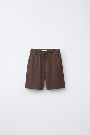 RUSTIC TEXTURED BERMUDA SHORTS - Chocolate by Zara