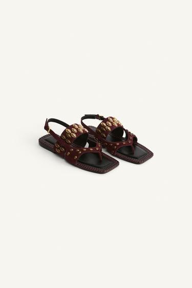 LIMITED EDITION SPLIT SUEDE STRAPPY SANDALS - Brown by Zara
